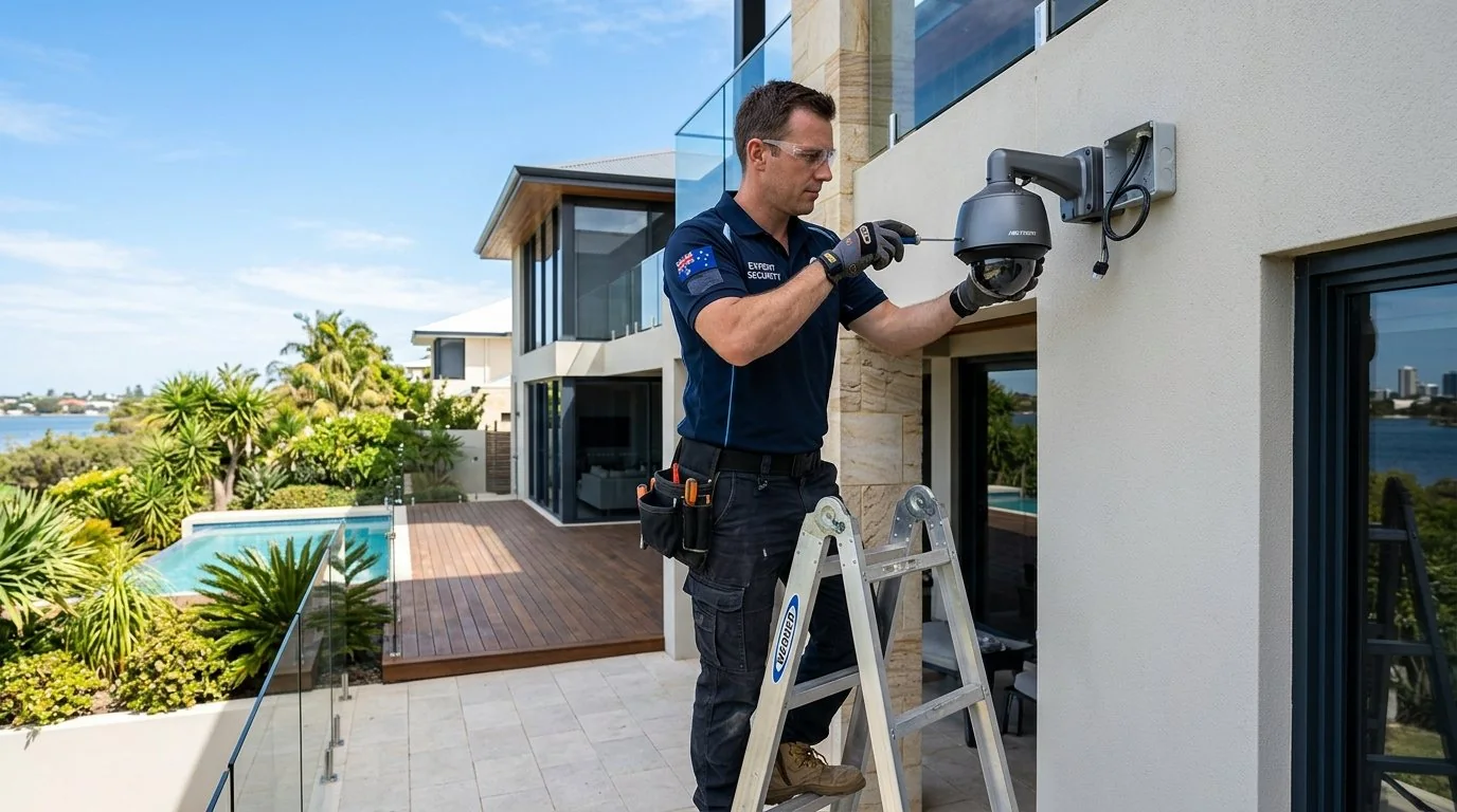 WA Central Security Licensed Technician Installing CCTV