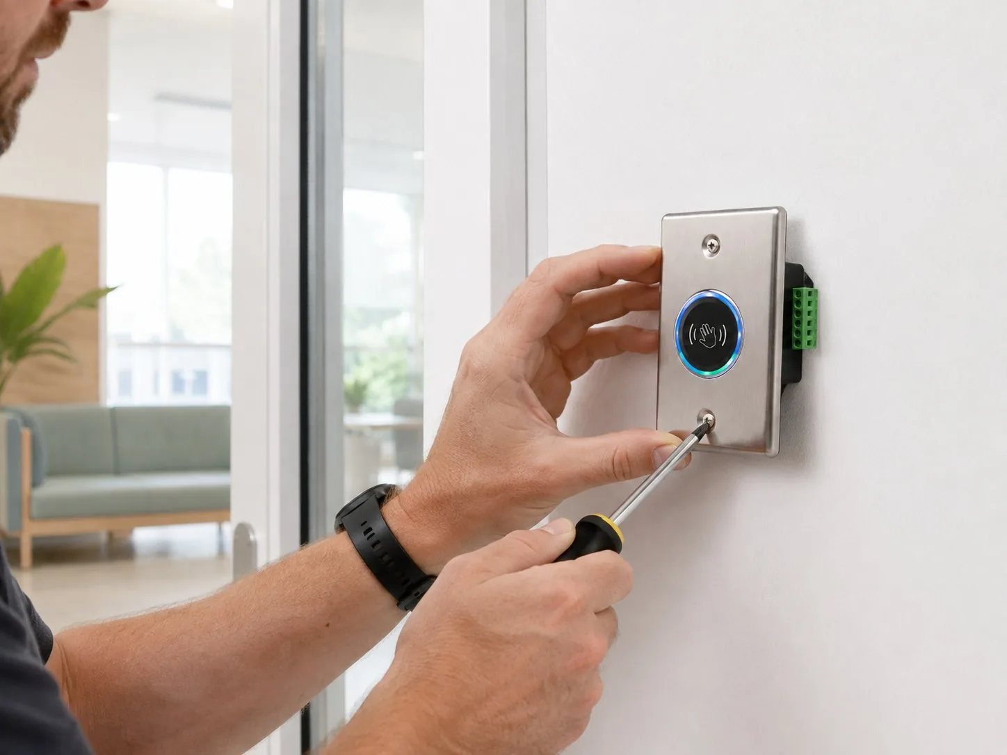 Touchless Wave-to-Exit Infrared Sensor - Professional Installation