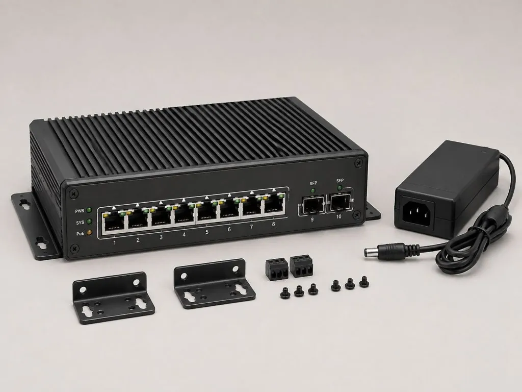 Industrial 8-Port PoE+ Switch with 2x SFP - Product view