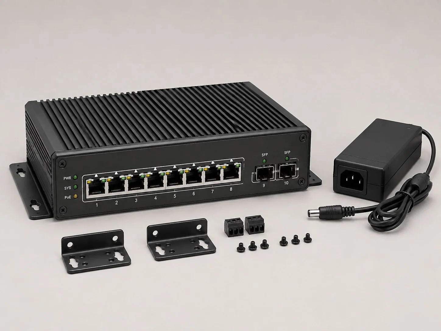 Industrial 8-Port PoE+ Switch with 2x SFP